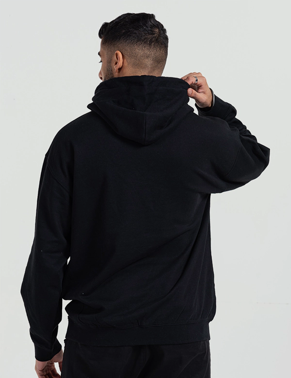 unisex adult black blank plain hoodie back