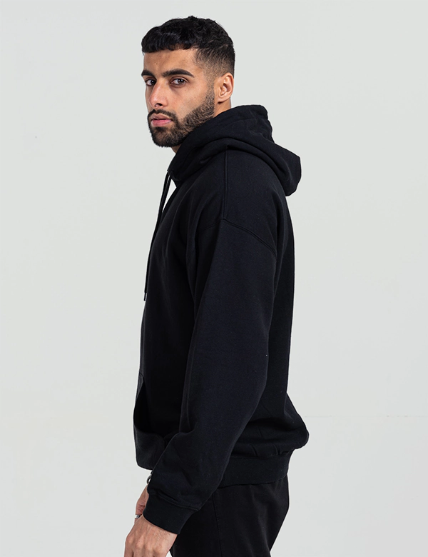 unisex adult black blank plain hoodie side