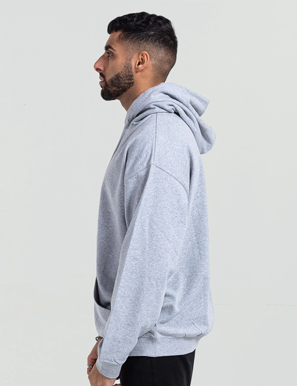 unisex adult grey blank plain hoodie side