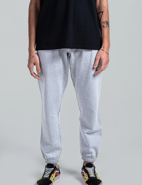 unisex adult grey blank slim fit joggers front
