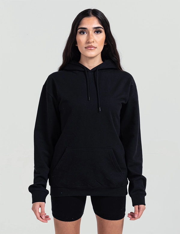 unisex adult womens black plain hoodie
