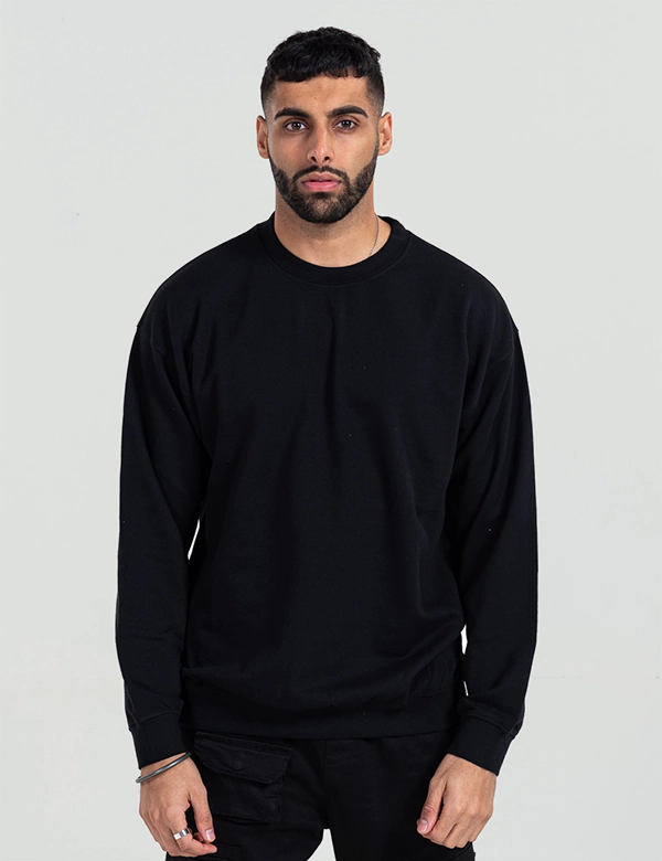 unisex adult black blank plain sweatshirt front