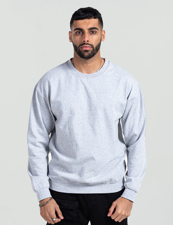 unisex adult grey blank plain sweatshirt front