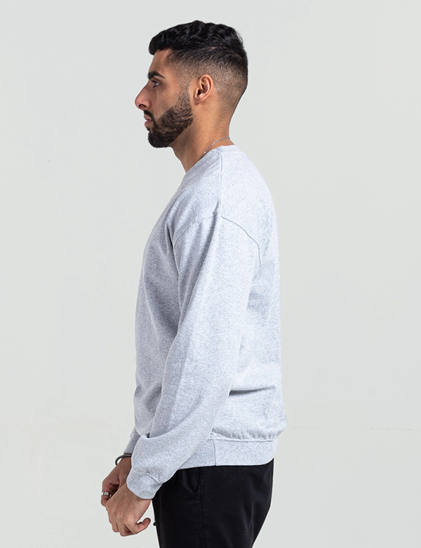 unisex adult grey blank plain sweatshirt side