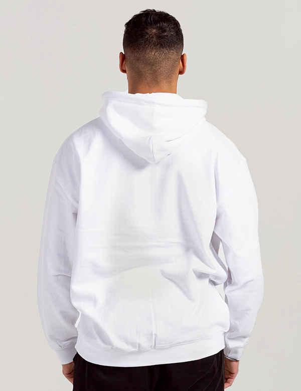 unisex adult white blank plain hoodie back