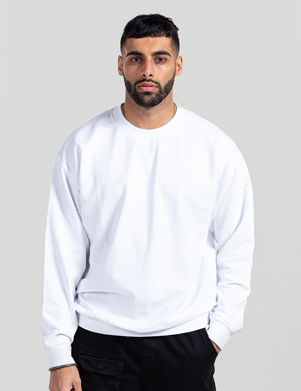 unisex adult white plain sweatshirt