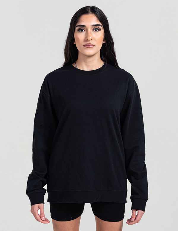 unisex adult womens black plain sweatshirt