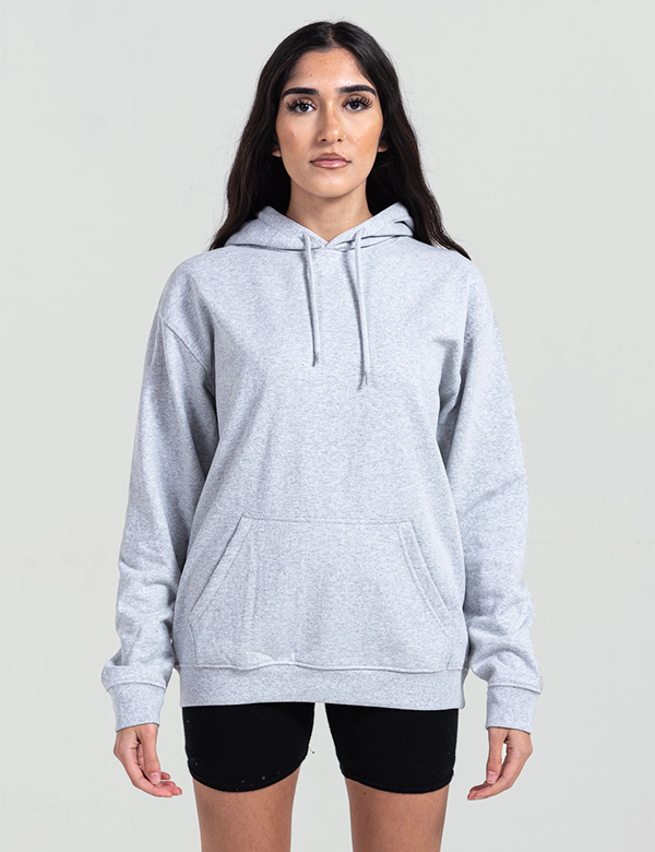 unisex adult womens grey plain hoodie