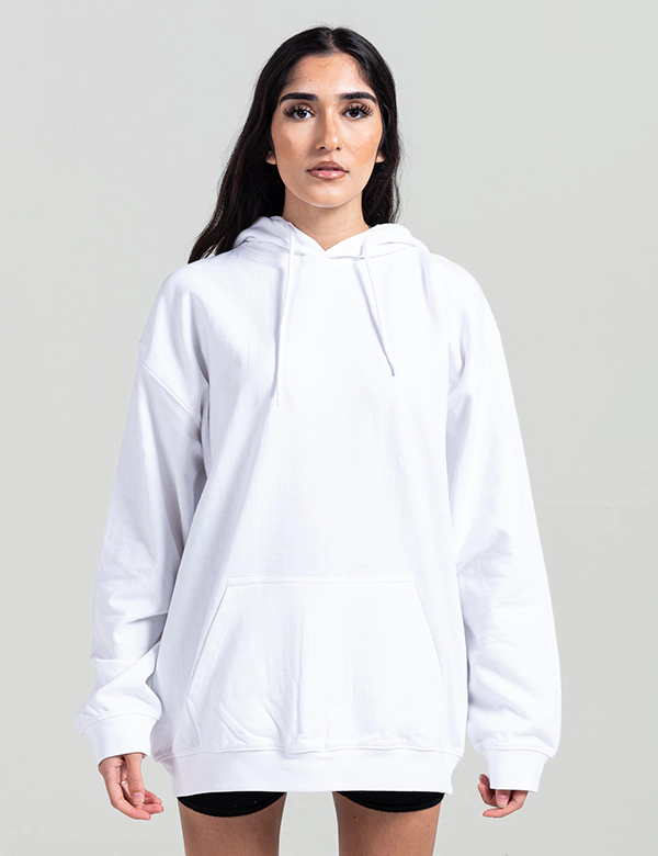 unisex adult womens white plain hoodie